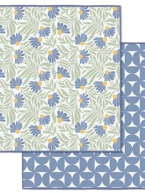 WERKSHOPPE STUDIO Quick-Dry BLUE CONEFLOWER Microfiber Dishcloth | 4 PACK | NEW